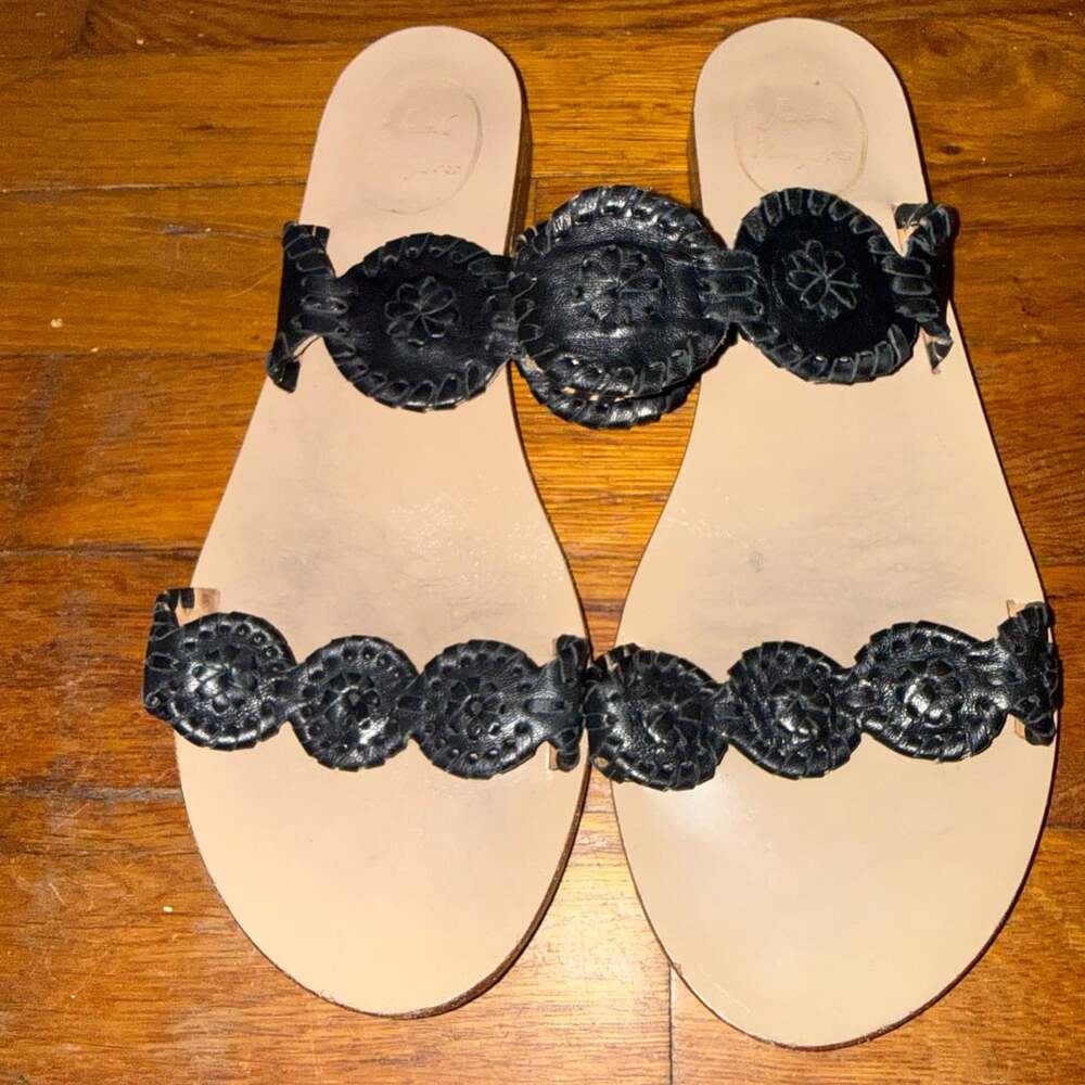 Jack Rogers Lauren Sandal Size 7.5M Black Leather